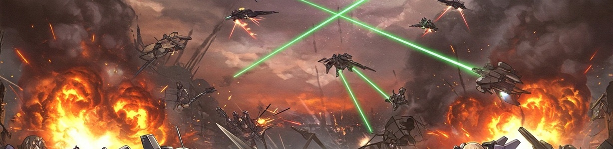 A collage of faction emblems and spaceships